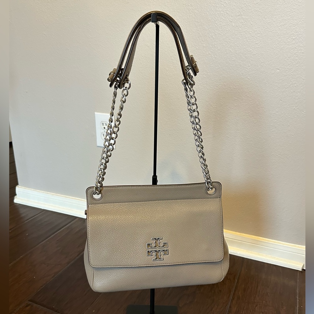 Tory Burch Marion Grey Leather Shoulder/Crossbody Bag